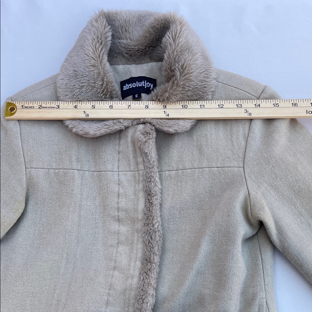 Absolutjoy Women’s Jacket, size S, wool blend with faux fur collar - Picture 12 of 15